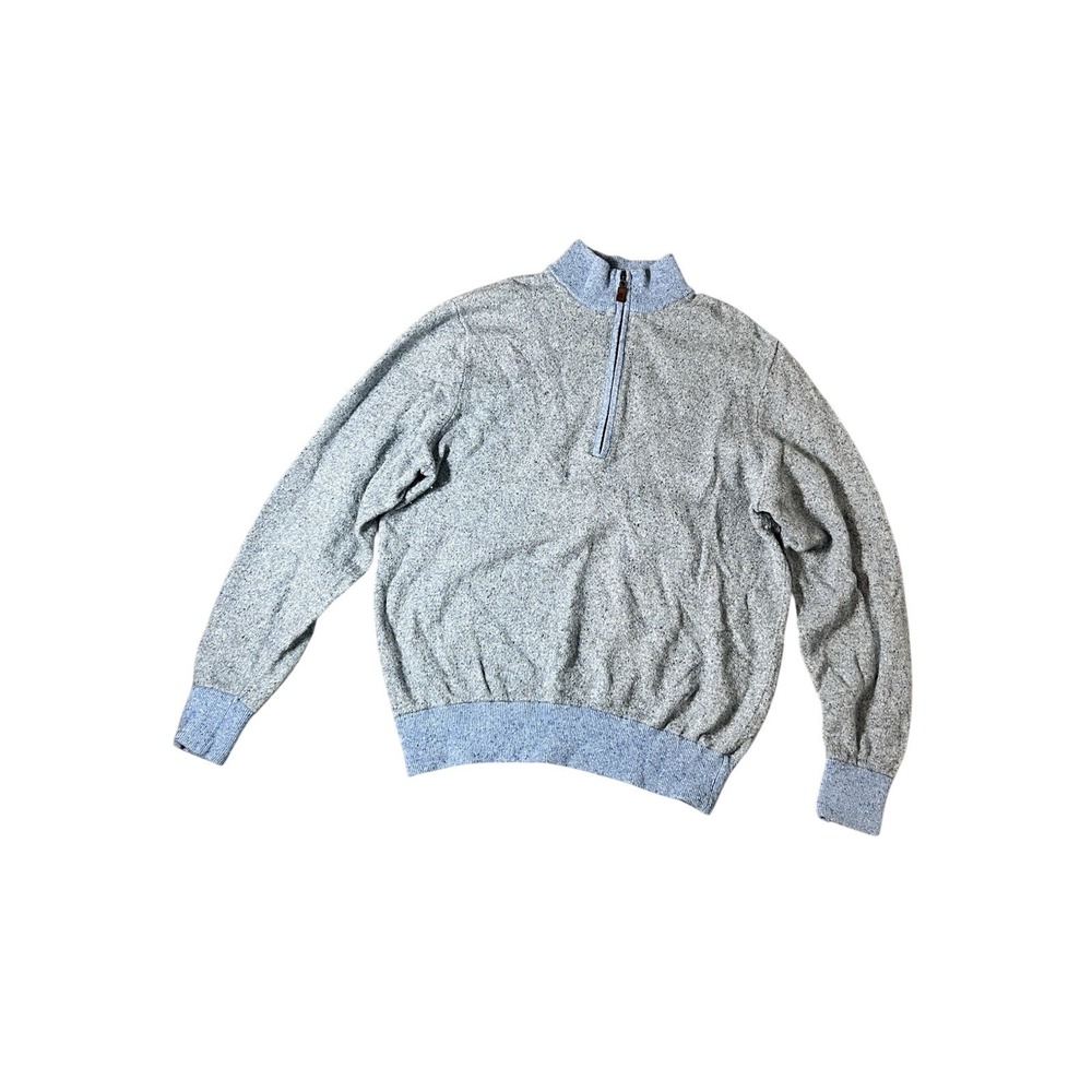 Tutleson Men's Heather Blue/Gray Quarter Zip Sweater With‎ Blue Trim Size Large